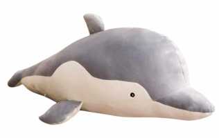 Дельфин мягкая подушка кукла 90см серый
